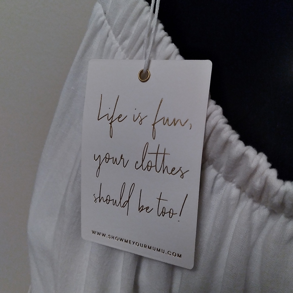 NWT SHOW ME YOUR MUMU Lovely White Linen Blend Tiered Ruffled Midi Dress, XS - Picture 10 of 11